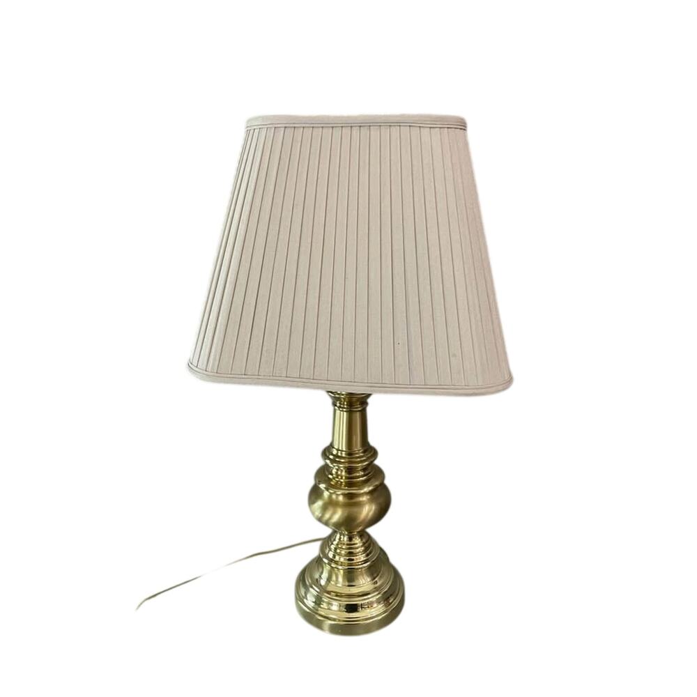 Vintage Frederick Cooper Brass Table Lamp w Pleated Fabric Shade 29" Tall